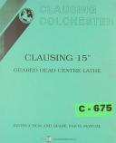Clausing-Clausing 1300 Series, Lathe Instructions Wiring Maintenance Parts Manual 1975-1300-1300 Series-01